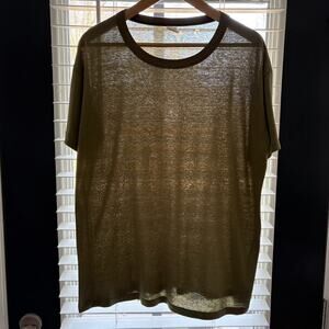 Vintage Paper Thin Worn Burnout T-Shirt Size L 1980s Olive Green Single Stitch